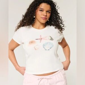 Hollister Cotton Seashell Crop Top